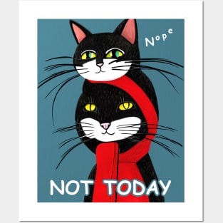 Twins Black Cat - Nope Not Today Posters and Art